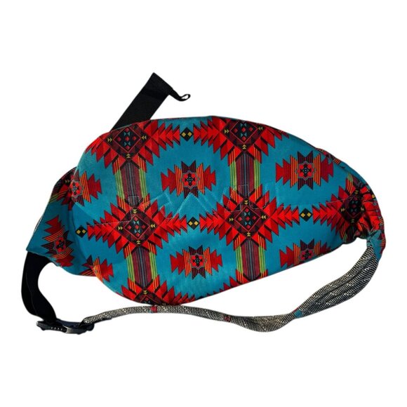 KAVU Original Rope Sling Bag Backpack Turquoise Green Aztec Southwestern Print - Picture 2 of 9